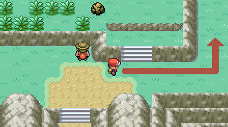 Walking right after entering Mt. Ember, in order to eavesdrop on Team Rocket / Pokémon FireRed & LeafGreen