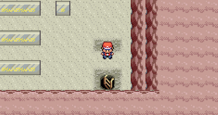 Taking the ladder down to the final floor of the Mt. Ember cave (where the Ruby is located.) / Pokémon FireRed & LeafGreen