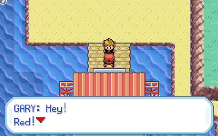 Our Rival Greeting us the first time we enter Four Island / Pokémon FRLG