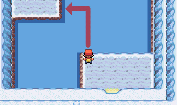 Sail to this platform in order to walk through another cave entrance deeper into Icefall Cave / Pokémon FRLG