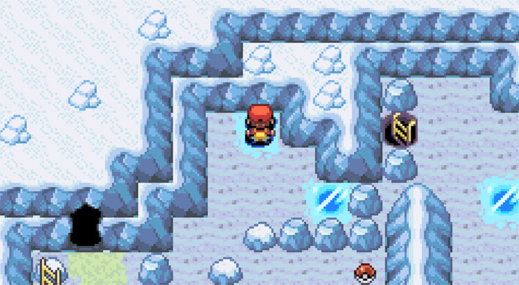 Step on the tile one more time after it is cracked to fall through / Pokémon FRLG