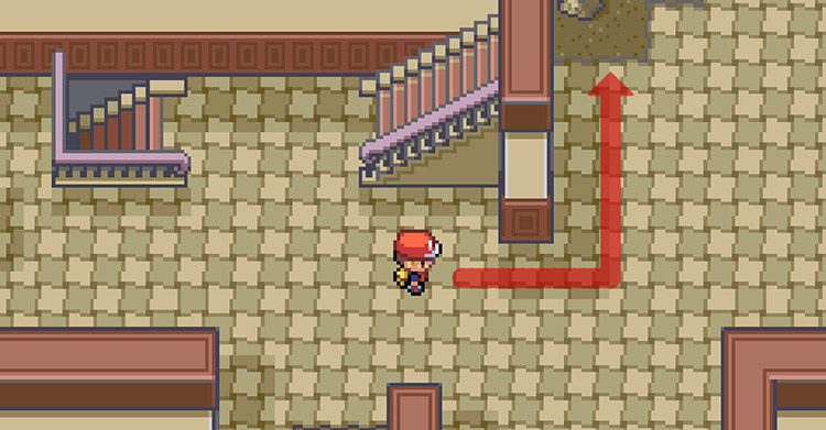 Walk to the northwest corner of the 2nd floor to find the next staircase / Pokémon FRLG