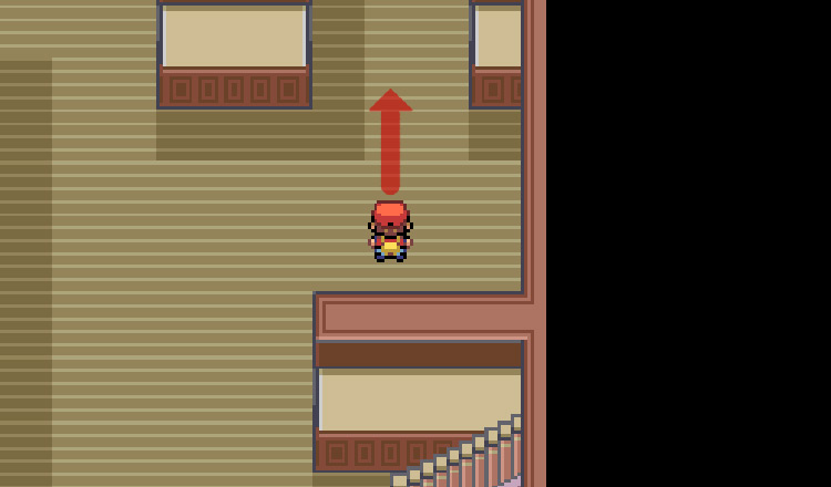 Walk north from the staircase in the bottom-right corner of the floor / Pokémon FRLG