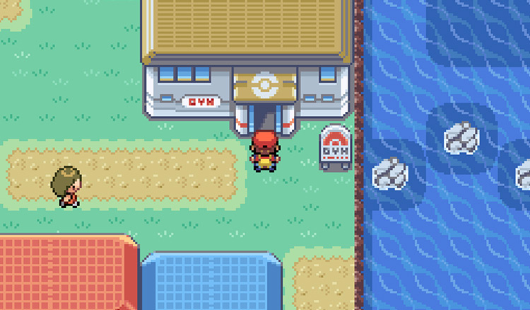 Entering the Cinnabar Island Gym after finding the Secret Key in the Pokémon Mansion / Pokémon FRLG