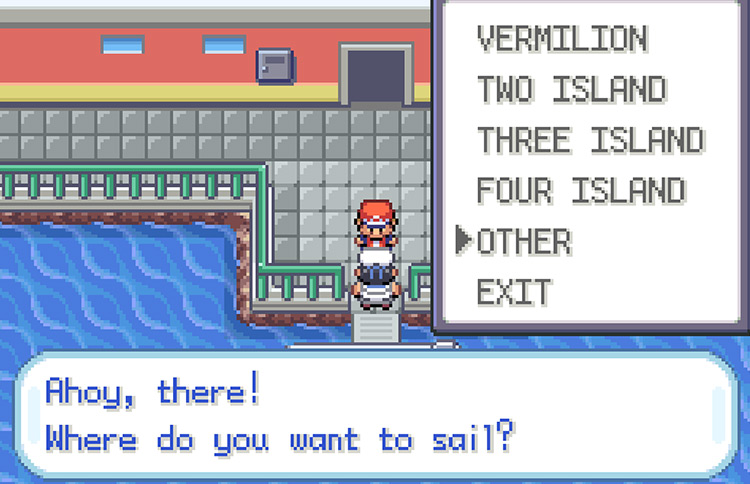Using the Rainbow Pass to sail to more of the Sevii Islands / Pokémon FRLG