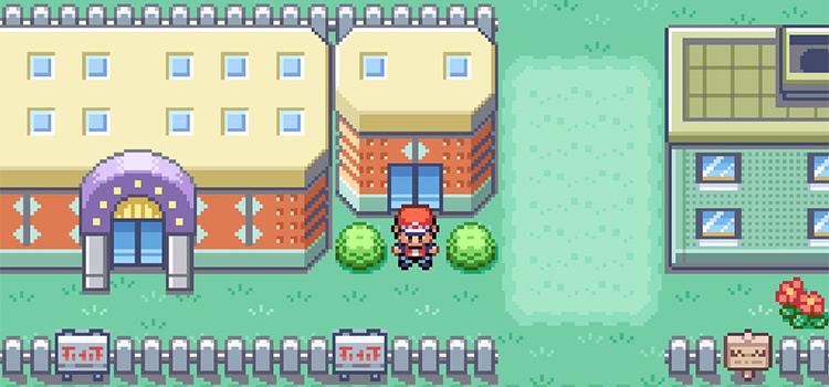 Standing outside the Prize Corner in Celadon City (Pokémon FireRed)