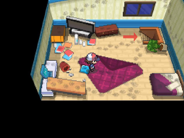 You’ll be able to head downstairs after your battle with Cheren. / Pokemon BW