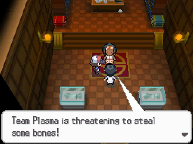Hawes will alert you to Team Plasma’s burglary. / Pokemon BW