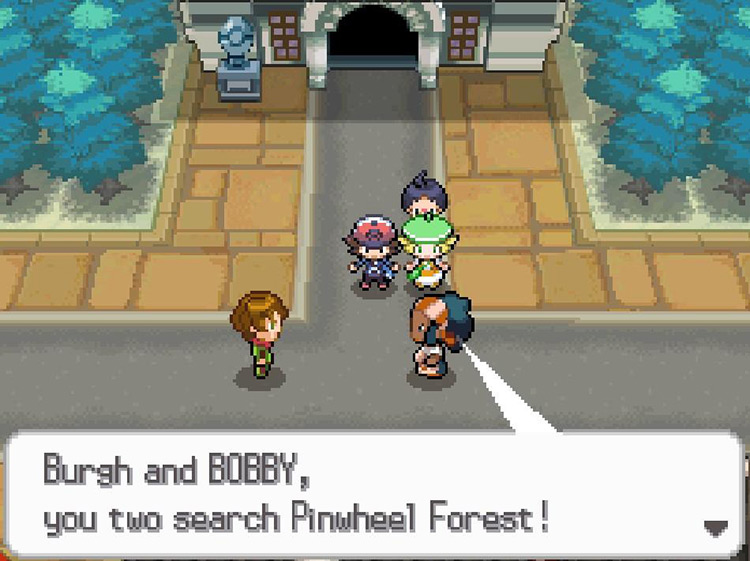 Lenora asking you to search Pinwheel Forest. / Pokemon BW