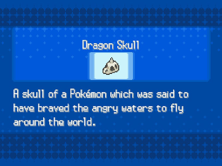 In-game details for the Dragon Skull. / Pokemon BW