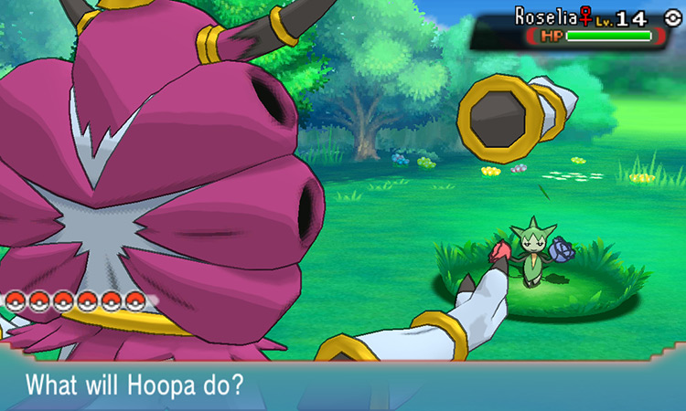 Hoopa-Unbound in battle. / Pokemon ORAS