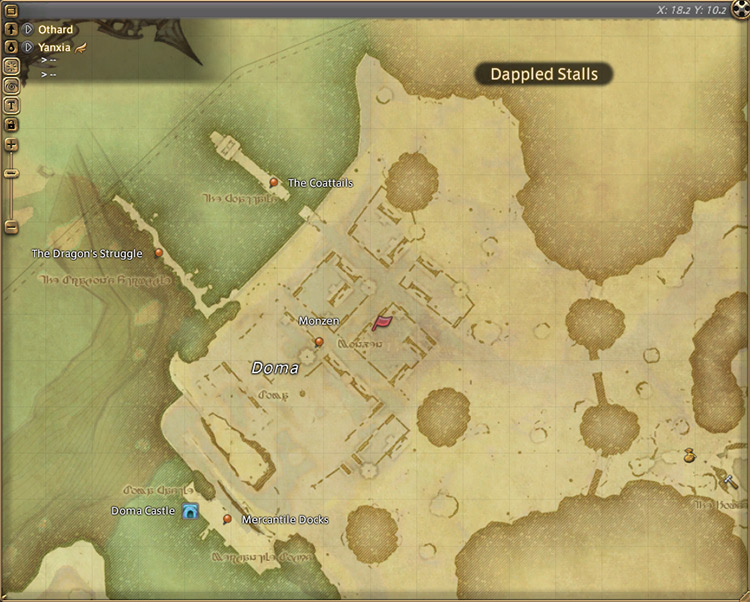 The map location of the waiting area for the Doman assault / Final Fantasy XIV