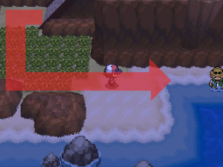 Head east and walk along the water. / Pokemon BW