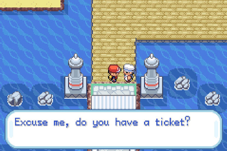 You’ll be asked for your S.S. Anne ticket. / Pokemon FRLG