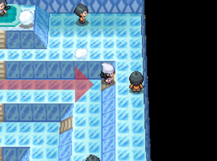 Stopping at the stairs. / Pokémon Platinum