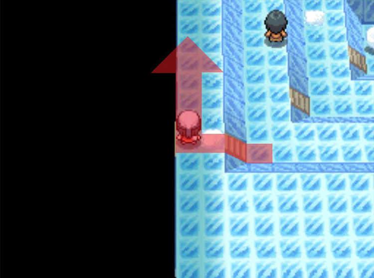 Heading to the left wall and sliding north. / Pokémon Platinum