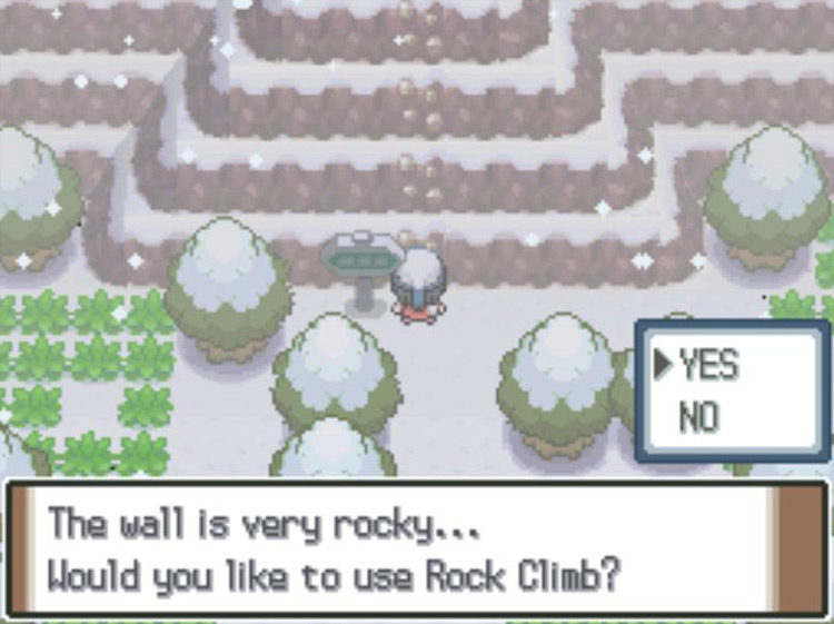 Using Rock Climb in the Acuity Lakefront area. / Pokémon Platinum