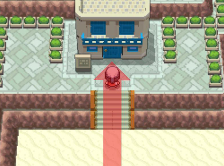 Entering the main Hotel Grand Lake building from the beach / Pokémon Platinum