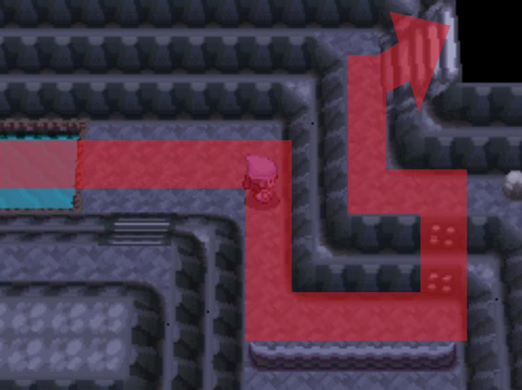Using Rock Climb to scale the wall and reach the stairs / Pokémon Platinum