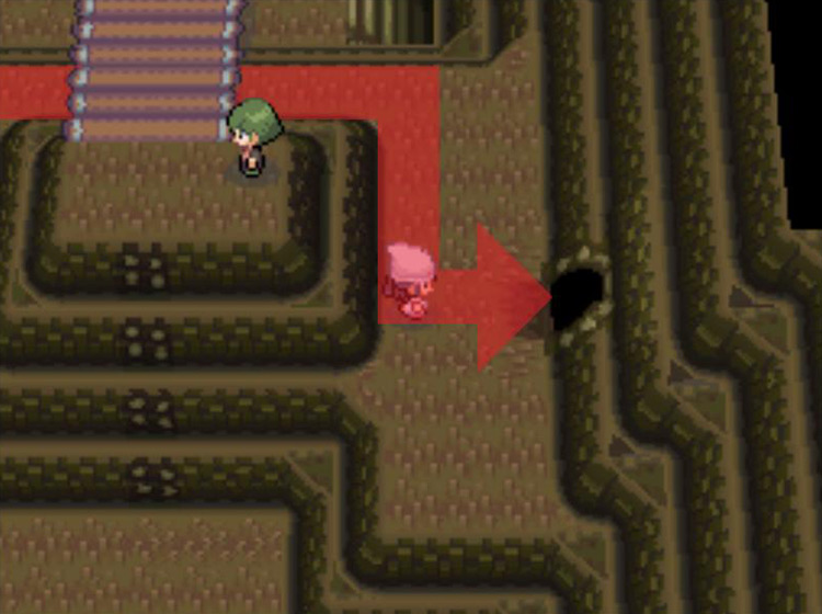 Entering the new cave to the east. / Pokémon Platinum