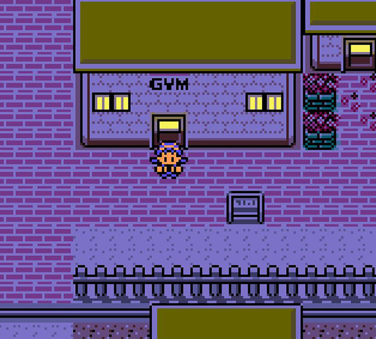 Standing outside Goldenrod Gym / Pokémon Crystal
