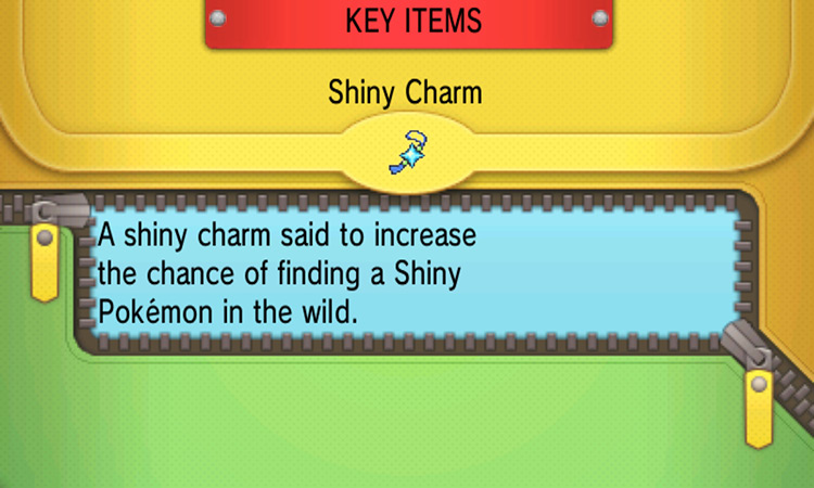 Shiny Charm’s item description. / Pokemon ORAS