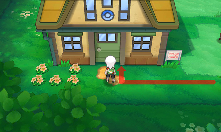 Standing in front of Professor Birch’s laboratory. / Pokemon ORAS