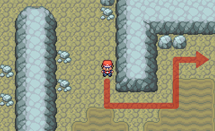 Round this corner to find the next ladder / Pokémon FireRed and LeafGreen