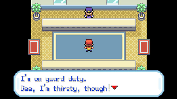 Guard stopping us from crossing into Saffron City / Pokemon FRLG