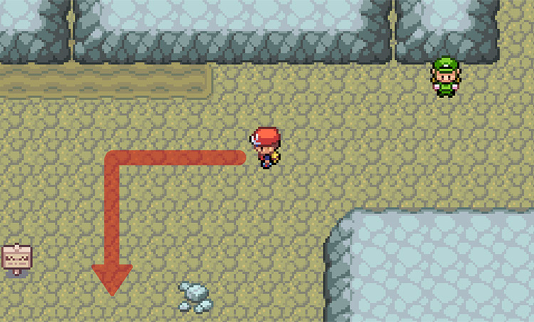 Follow this arrow to find the cave exit / Pokémon FireRed and LeafGreen