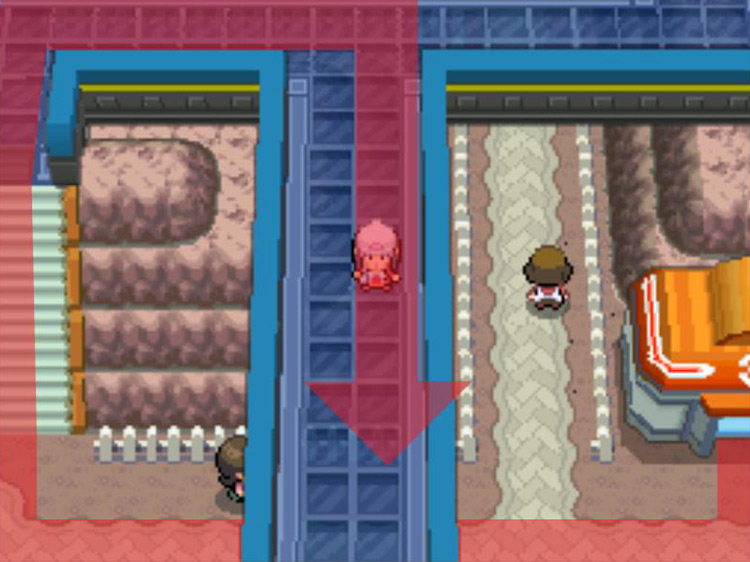 Heading upstairs from Sunyshore Pokémon Center and circling around to the south. / Pokémon Platinum