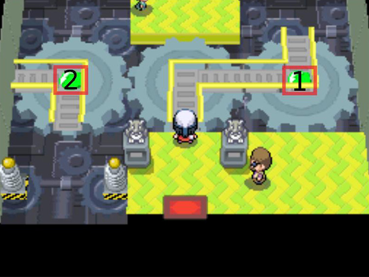 The same room with the Switches numbered. / Pokémon Platinum