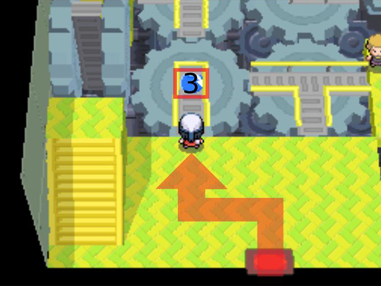 Walking to Switch 3 and stepping on it three times. / Pokémon Platinum