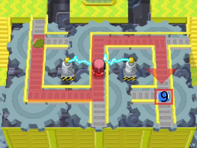 Traveling southeast from Switch 8 to Switch 9. / Pokémon Platinum