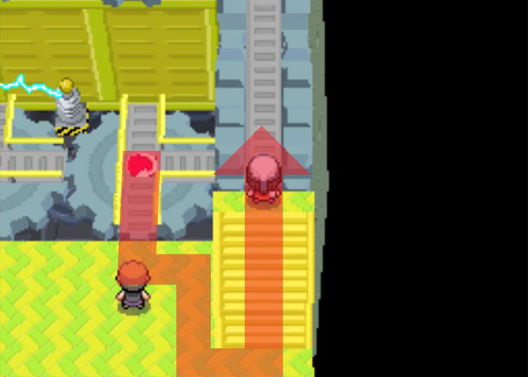 Backtracking to the northern half of the room. / Pokémon Platinum
