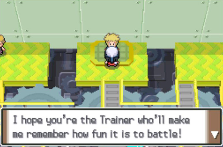 Preparing to battle Leader Volkner. / Pokémon Platinum