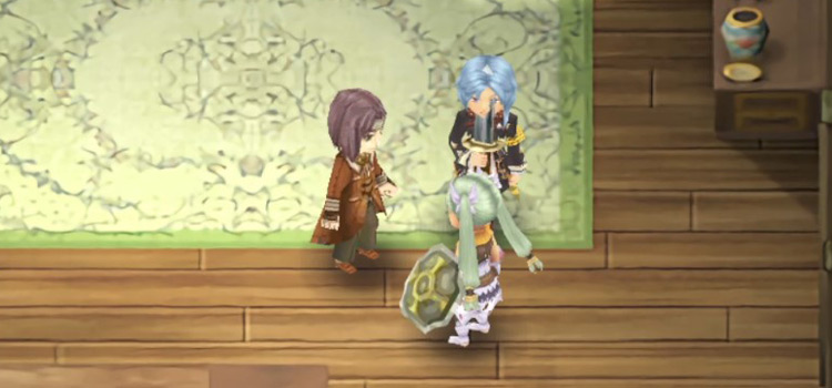 Standing near the Fortune Teller NPC in Rune Factory 4 Special