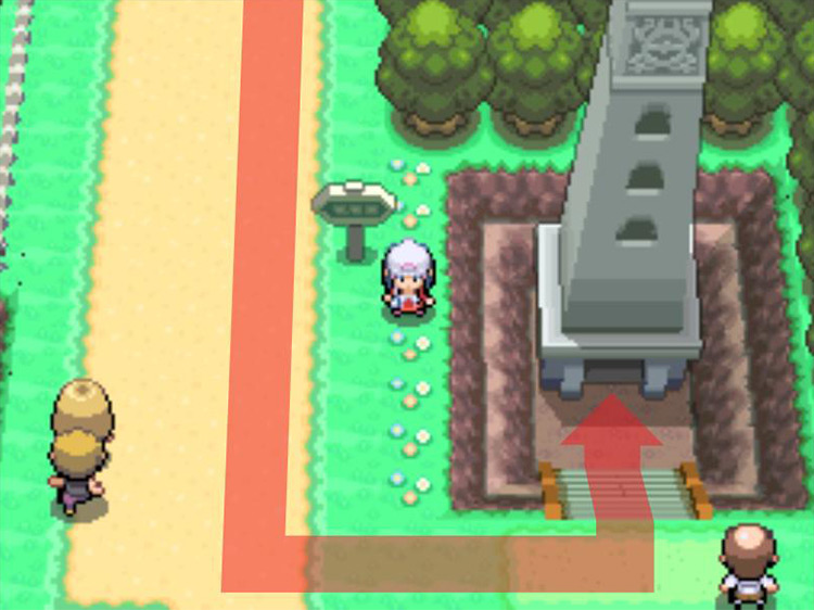 Entering the Lost Tower on Route 209. / Pokémon Platinum