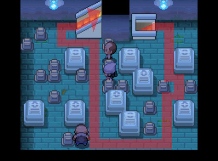 Moving through the newly-cleared third floor in a U shape. / Pokémon Platinum