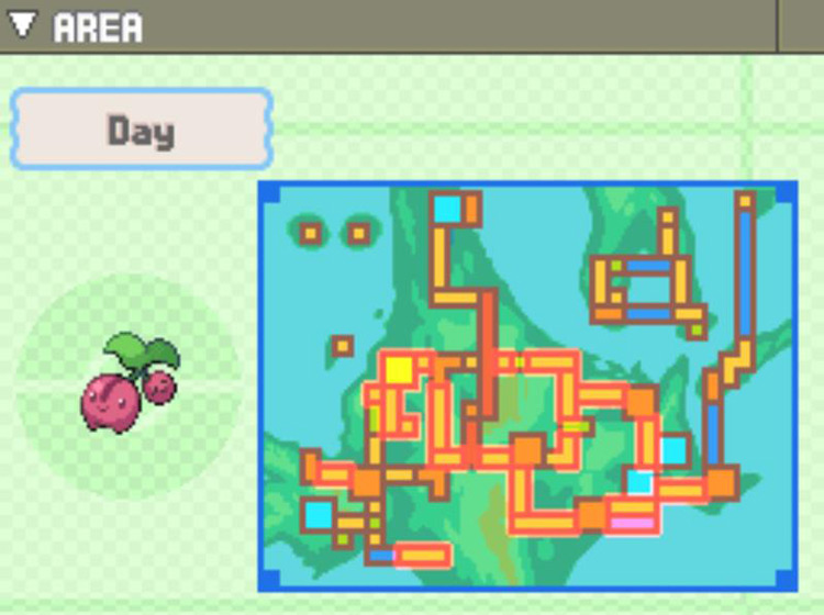 Wild Cherubi’s habitat according to the Pokédex. / Pokémon Platinum