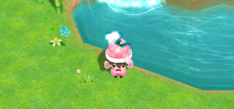 Holding the Goddess' Present near the Waterfall in SoS: FoMT