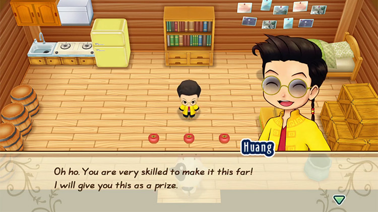 The farmer wins Huang’s Apple Game. Source / Story of Seasons: Friends of Mineral Town