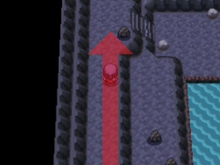Leaving the cave chamber by traveling north. / Pokémon Platinum