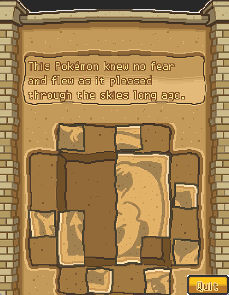 The third tile puzzle, featuring Aerodactyl / Pokémon HGSS