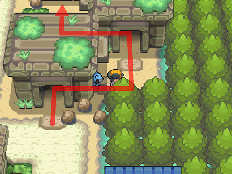 The path towards the first puzzle chamber in the Ruins / Pokémon HGSS