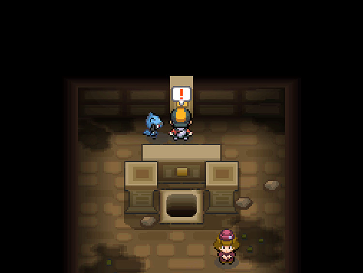 The stone wall collapsing after using an Escape Rope in the first puzzle chamber / Pokémon HGSS