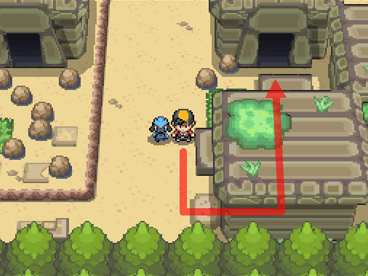 The path towards the third puzzle chamber in the Ruins / Pokémon HGSS