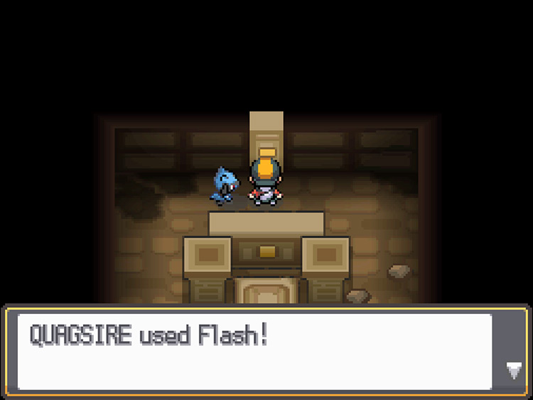 Quagsire using Flash at the strange wall in the third puzzle chamber / Pokémon HGSS