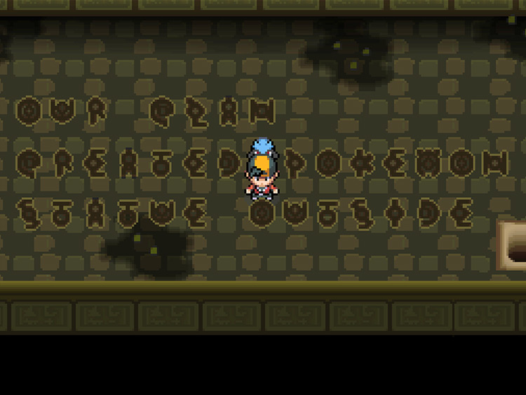 The Unown Glyphs underneath the third secret room / Pokémon HGSS