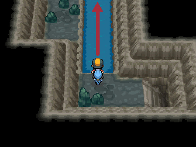 The alternate intermediate floor in Union Cave that leads to the Ruins of Alph / Pokémon HGSS